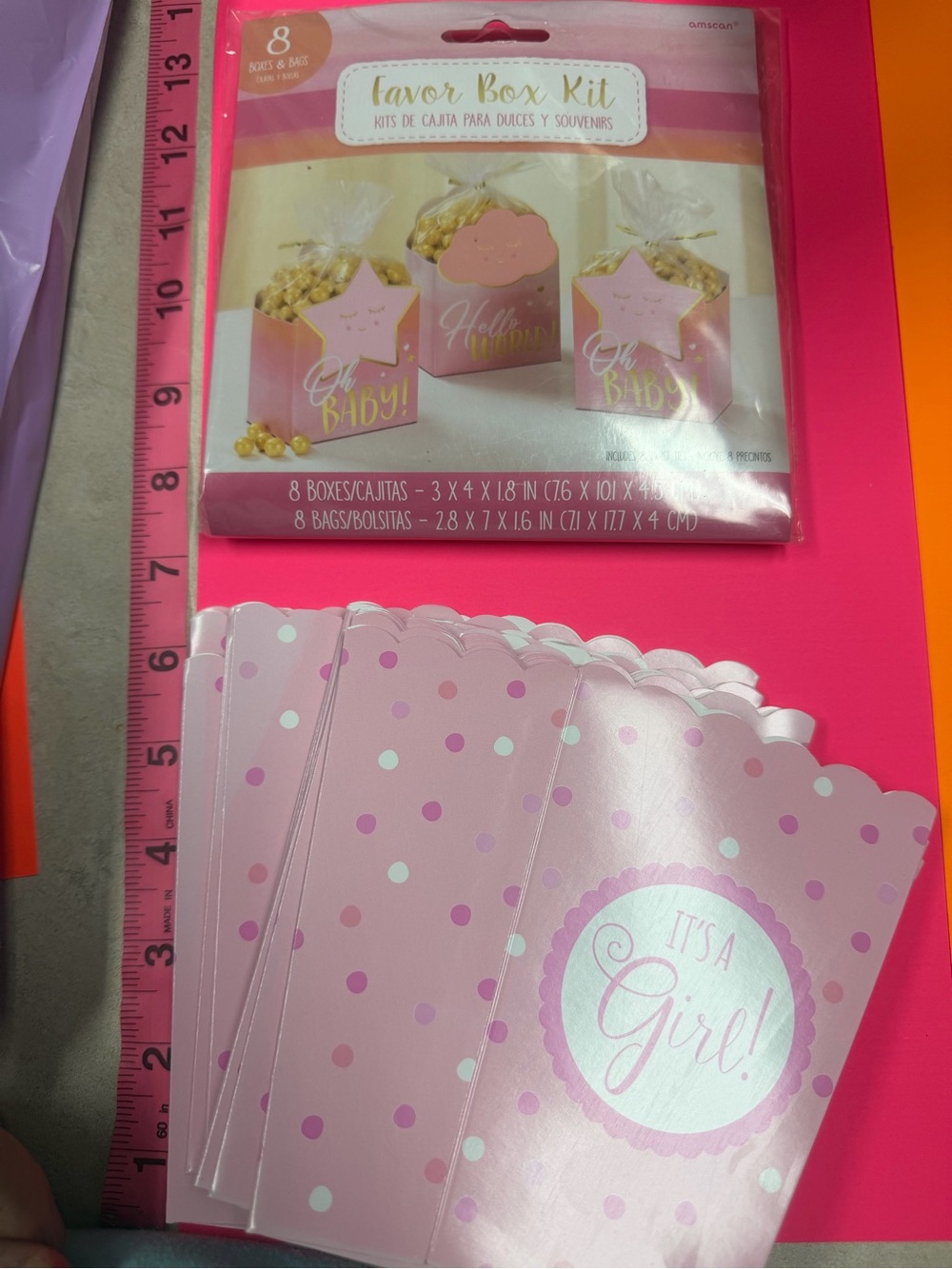 Baby Bundle of 2 “It's a Girl!" Party Favor Boxes - Pink